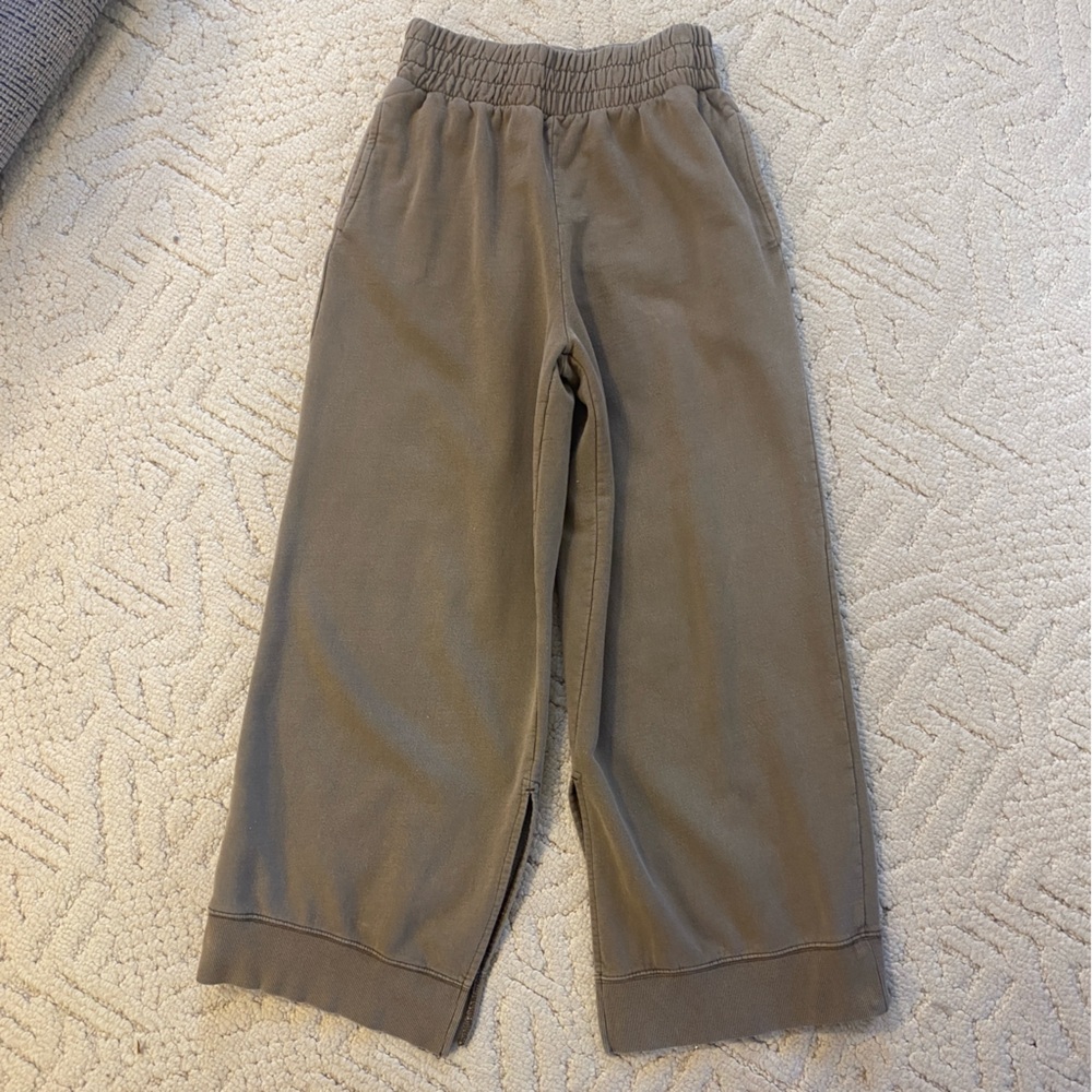 Out From Under Urban Outfitters Taupe Wide Leg Side Slit Sweatpants Split Hem Sm